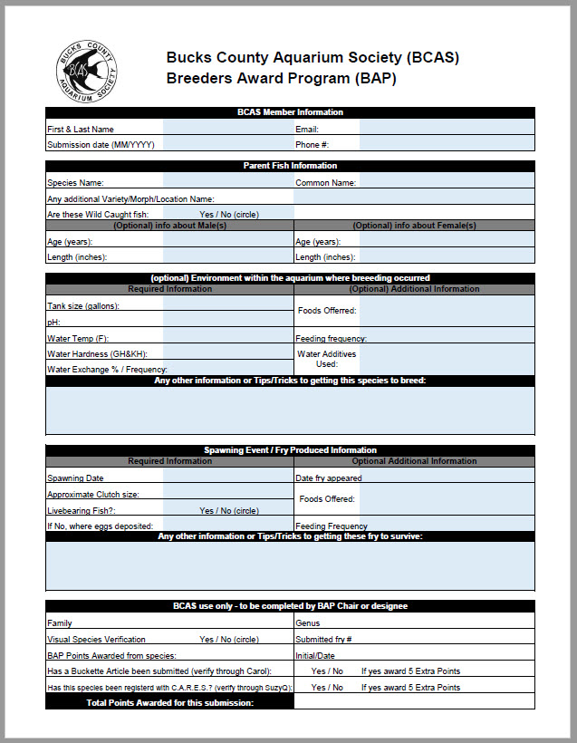 image of the BCAS BAP 2026 form image